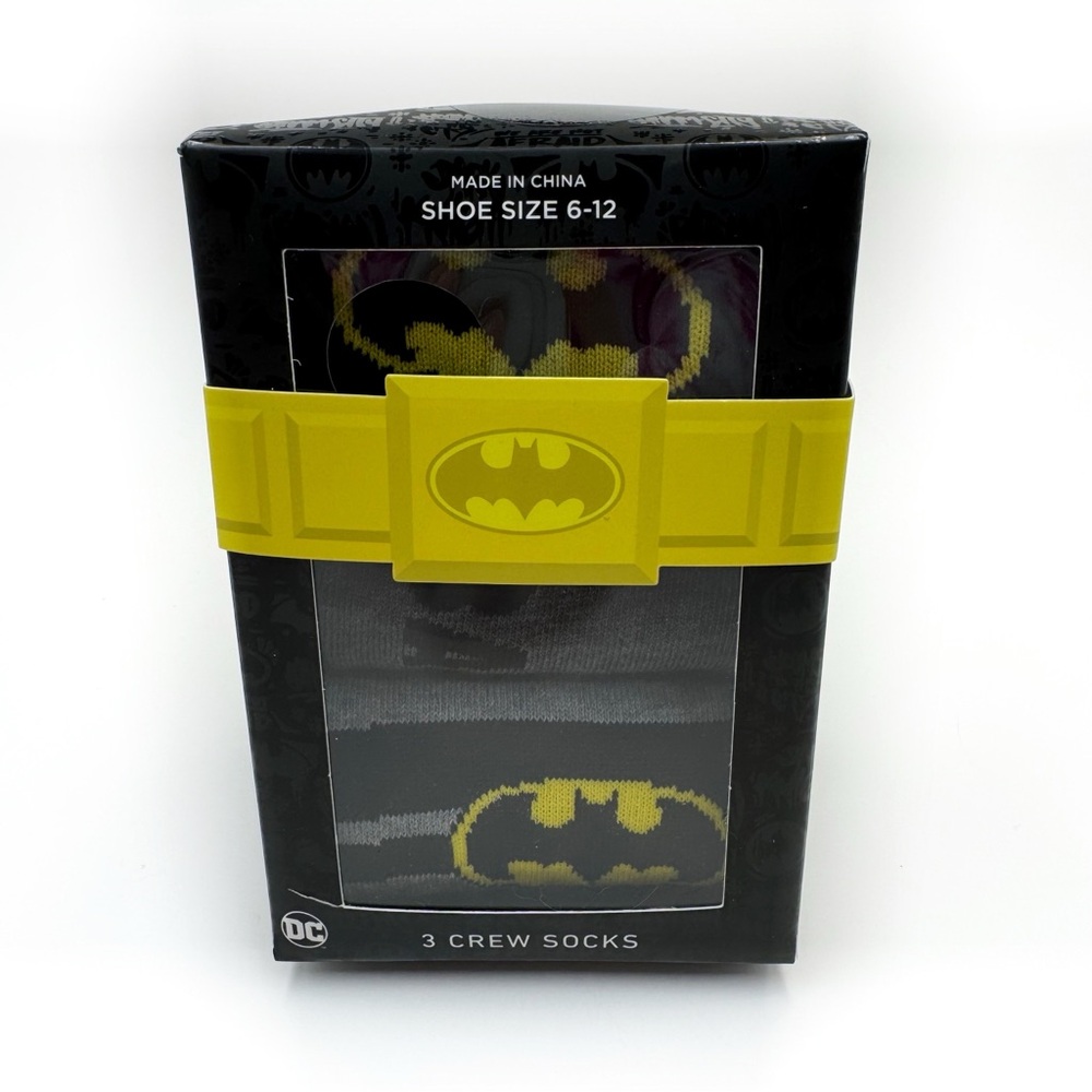 Batman DC Comics Crew Socks Mens Womens 3 Pairs Gift Set Fun Movie Film Cartoon